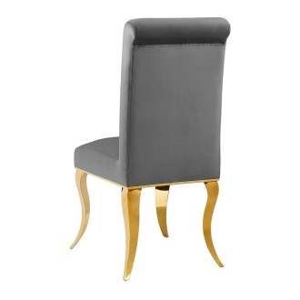 Chaise VELENA grise et pieds dorés vue de dos