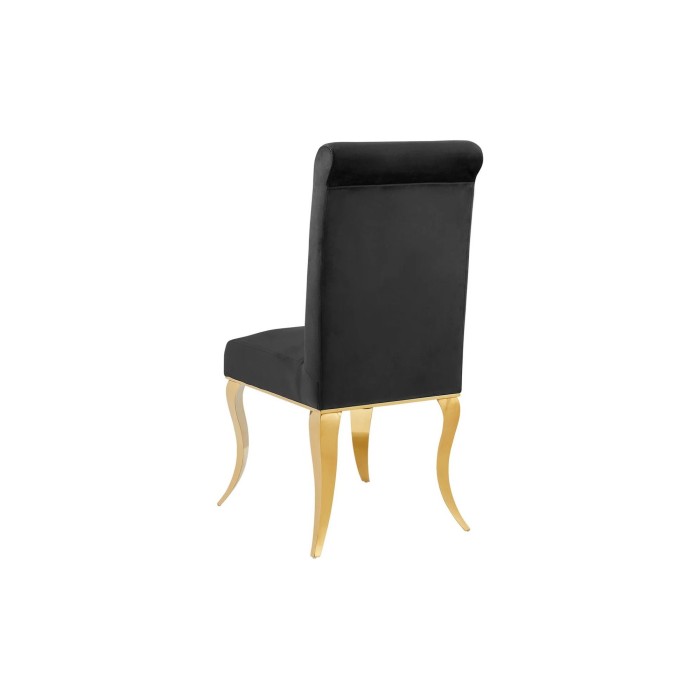 Chaise VELENA noire et pieds dorés vue de dos