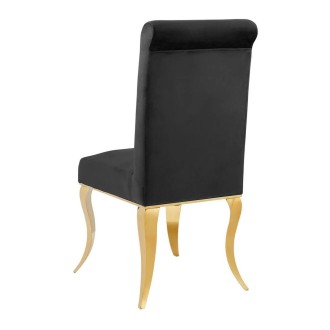 Chaise VELENA noire et pieds dorés vue de dos