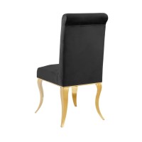 Chaise VELENA noire et pieds dorés vue de dos