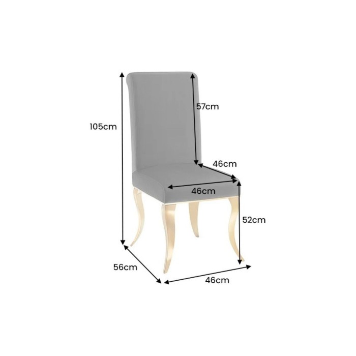 Chaise VELENA noire et pieds dorés dimensions