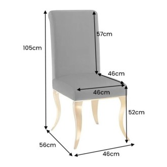 Chaise VELENA noire et pieds dorés dimensions