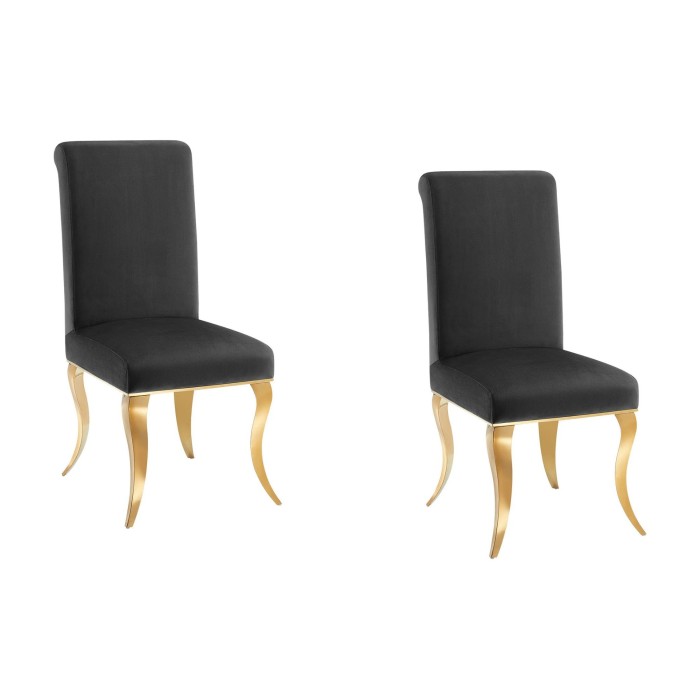 Lot de 2 chaises VELENA noir et pieds dorés