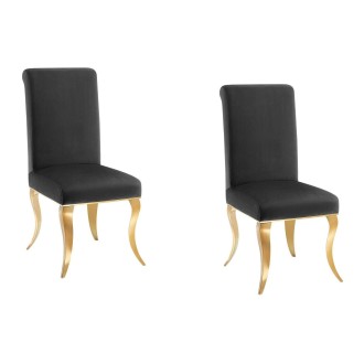 Lot de 2 chaises VELENA noir et pieds dorés