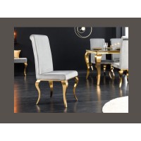 Chaise VELENA grise clair et pieds dorés vue de côté