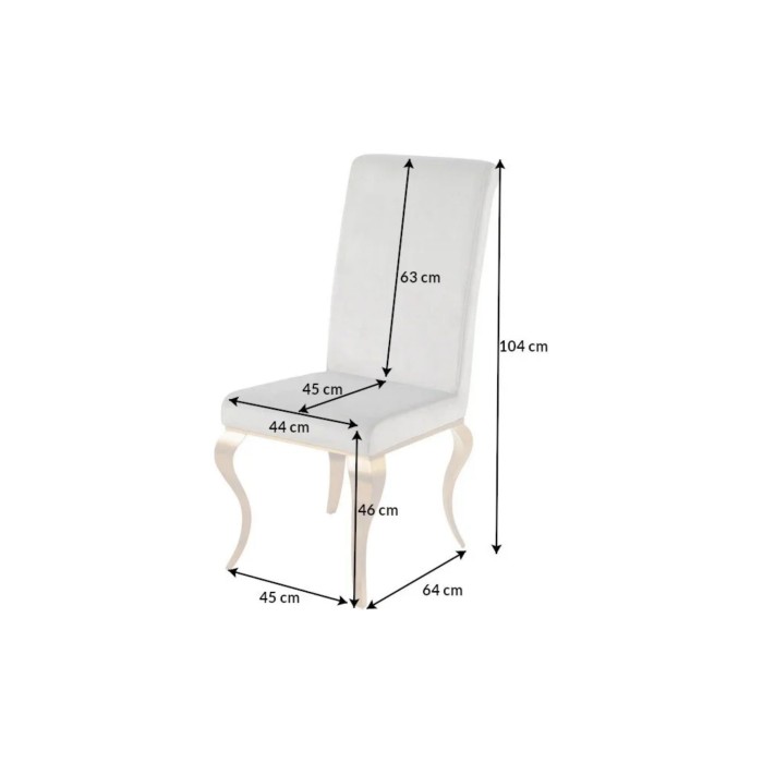 Chaise VELENA grise clair et pieds dorés dimensions