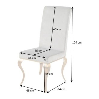 Chaise VELENA grise clair et pieds dorés dimensions