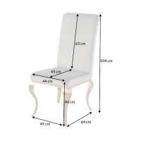 Chaise VELENA grise clair et pieds dorés dimensions