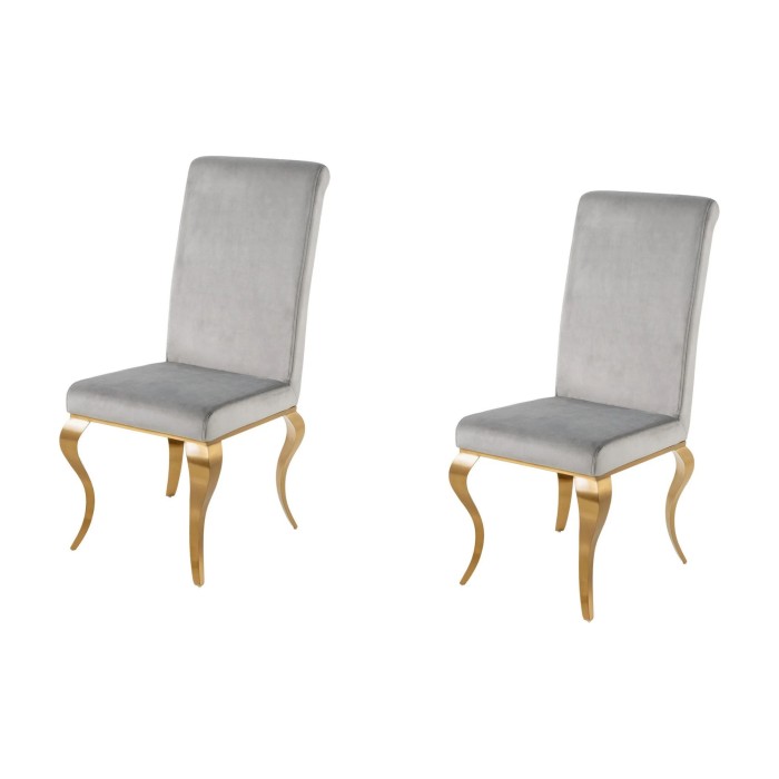 Lot de 2 chaises VELENA grises claires et pieds dorés
