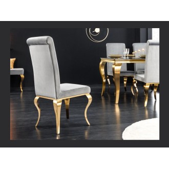 Chaise VELENA grise clair et pieds dorés vue de dos