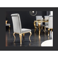 Chaise VELENA grise clair et pieds dorés vue de dos