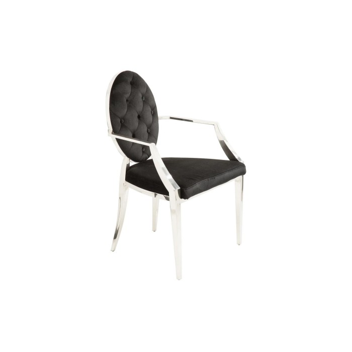 Chaise VELENA noire et argentée avec dossier rond