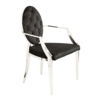Chaise VELENA noire et argentée avec dossier rond