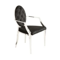 Chaise VELENA noire et argentée avec dossier rond