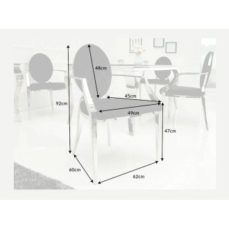 Chaise VELENA noire et argentée avec dossier rond dimensions