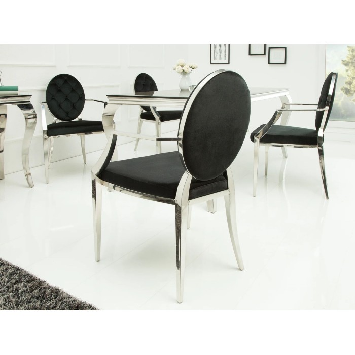 Chaise VELENA noire et argentée avec dossier rond vue de dos