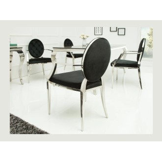 Chaise VELENA noire et argentée avec dossier rond vue de dos