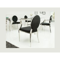 Chaise VELENA noire et argentée avec dossier rond vue de dos