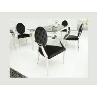 Chaise VELENA noire et argentée avec dossier rond vue de côté