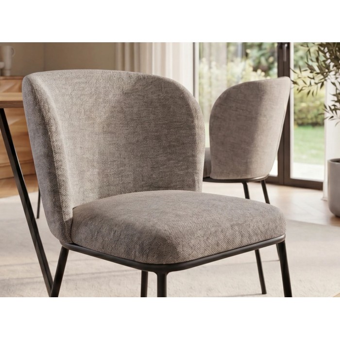 Chaise PAVIA gris-beige vue de côté rapprochée