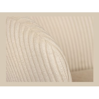 Zoom sur l'accoudoir de la chaise PAVIA côtelé beige
