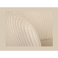 Zoom sur l'accoudoir de la chaise PAVIA côtelé beige