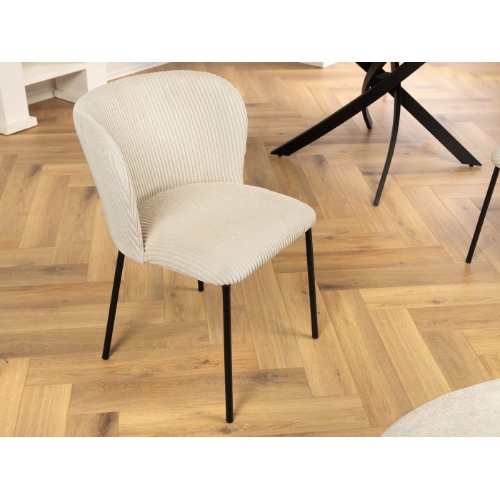 Chaise PAVIA côtelé beige mise en situation