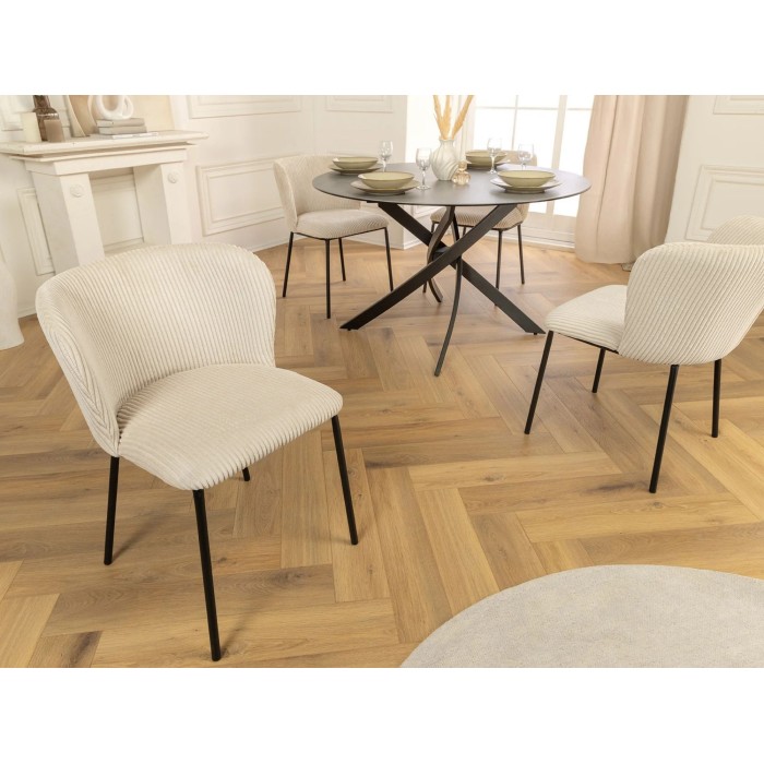 Chaise PAVIA côtelé beige vue de haut