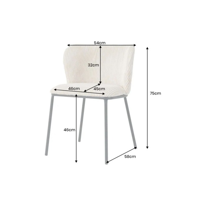 Chaise PAVIA côtelé beige dimensions