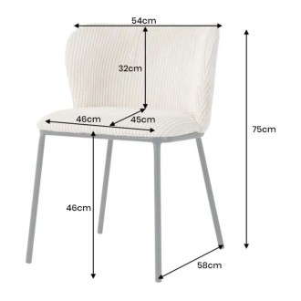 Chaise PAVIA côtelé beige dimensions