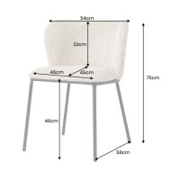 Chaise PAVIA côtelé beige dimensions