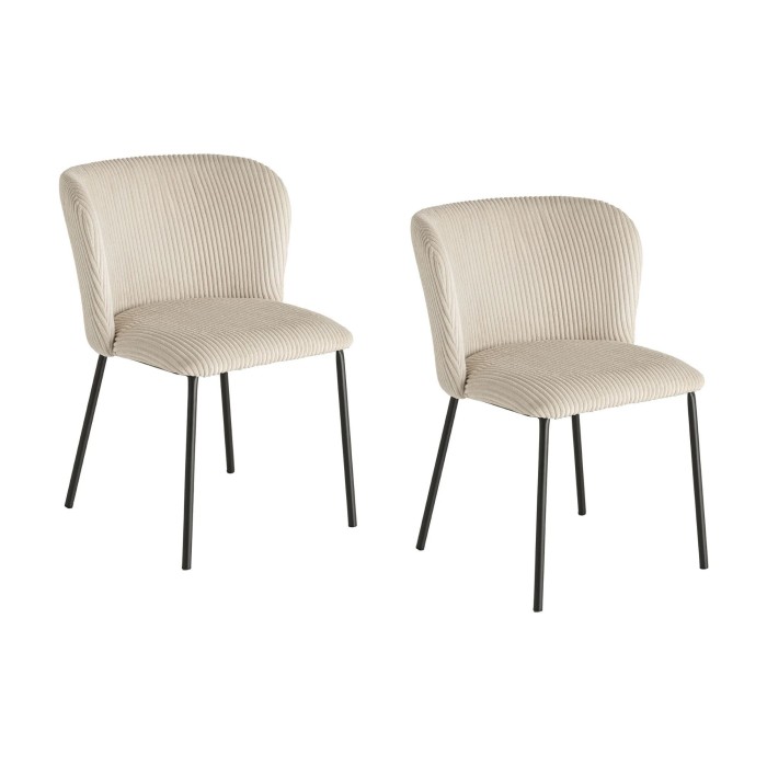 Lot de 2 chaises PAVIA en tissu côtelé beige
