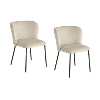 Lot de 2 chaises PAVIA en tissu côtelé beige