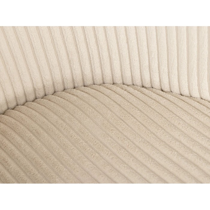Zoom sur la jonction entre l'assise et le dossier de la chaise PAVIA côtelé beige