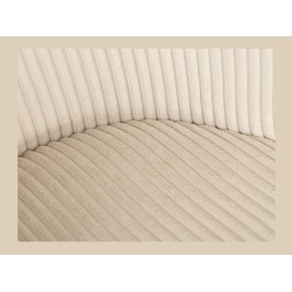 Zoom sur la jonction entre l'assise et le dossier de la chaise PAVIA côtelé beige