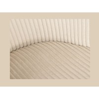 Zoom sur la jonction entre l'assise et le dossier de la chaise PAVIA côtelé beige