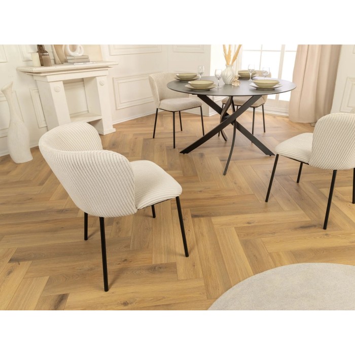 Chaise PAVIA côtelé beige vue de côté