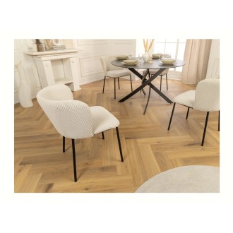 Chaise PAVIA côtelé beige vue de côté