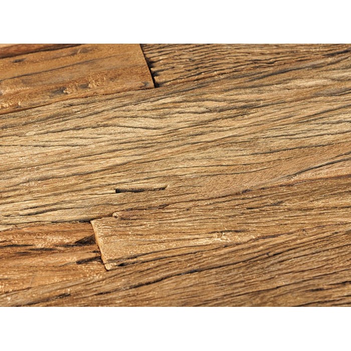 Zoom sur le bois du plateau de la table VELENA pieds argentés
