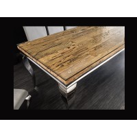 Table VELENA avec plateau en bois et pieds argentés vu de haut