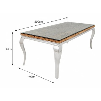 Table VELENA avec plateau en bois et pieds argentés dimensions