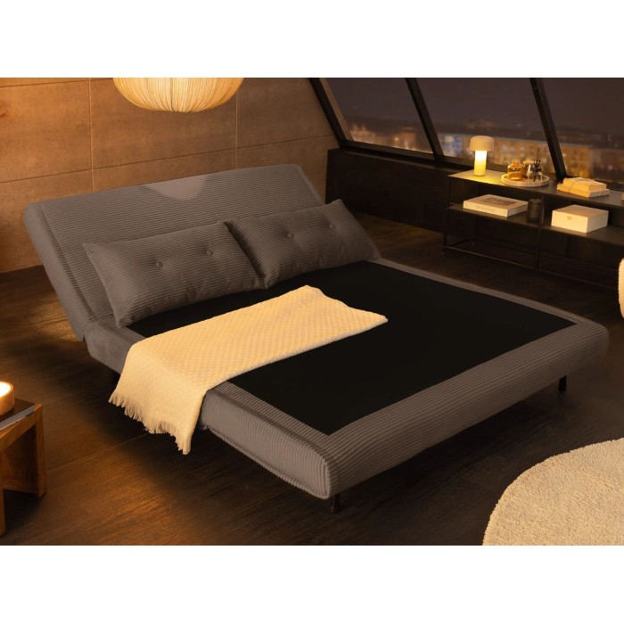 Sofá convertible recto PRESTO gris oscuro – Sofá-cama de 2 plazas