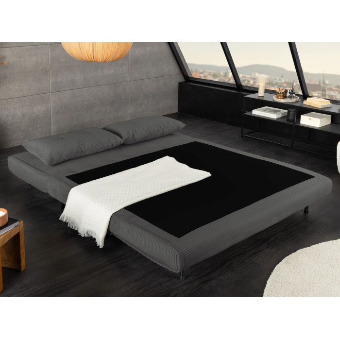 Sofá convertible recto PRESTO gris oscuro – Sofá-cama de 2 plazas
