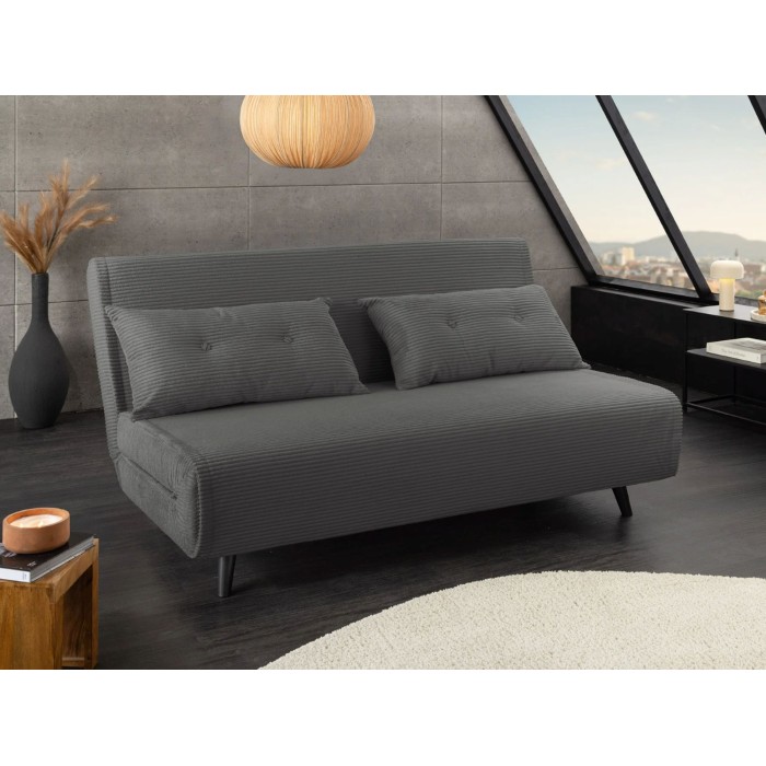 Sofá convertible recto PRESTO gris oscuro – Sofá-cama de 2 plazas
