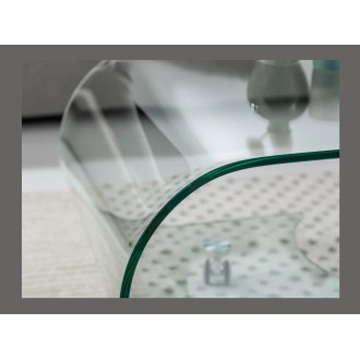 Glazen salontafel HOLOW met wieltjes - Asymmetrisch ontwerp salontafel van gehard glas