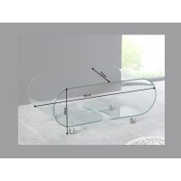 Glazen salontafel HOLOW met wieltjes - Asymmetrisch ontwerp salontafel van gehard glas