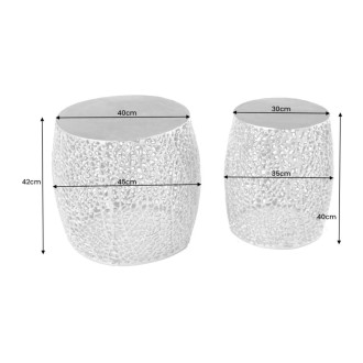 Dimensions des tables basses gigognes rondes hautes argentées METRIX