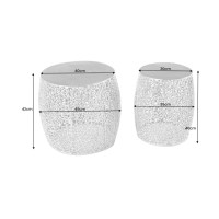 Dimensions des tables basses gigognes rondes hautes argentées METRIX