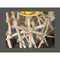 Table bassa WOODEN quadrata 80 cm – Tavolino da salotto design in legno di galleggiante e vetro temperato