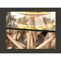 Table bassa WOODEN quadrata 80 cm – Tavolino da salotto design in legno di galleggiante e vetro temperato